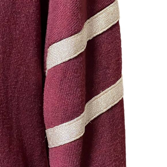 Laundry by Shelli Segal Maroon Lightweight Knit Sweater Top Varsity Style Size M - Picture 4 of 11